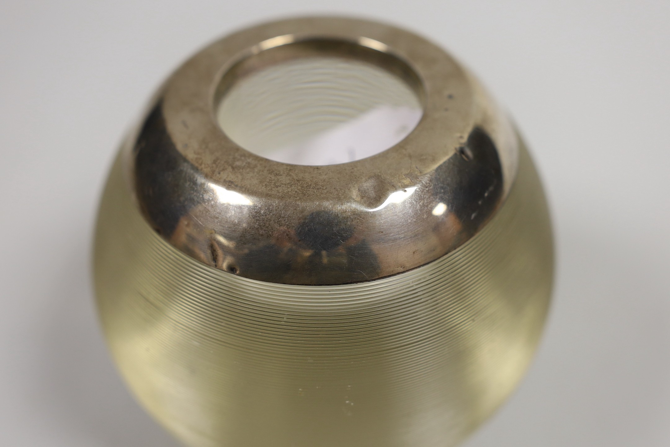 A George V large silver mounted glass match strike, John Grinsell & Sons, Birmingham 1925, height 11cm.